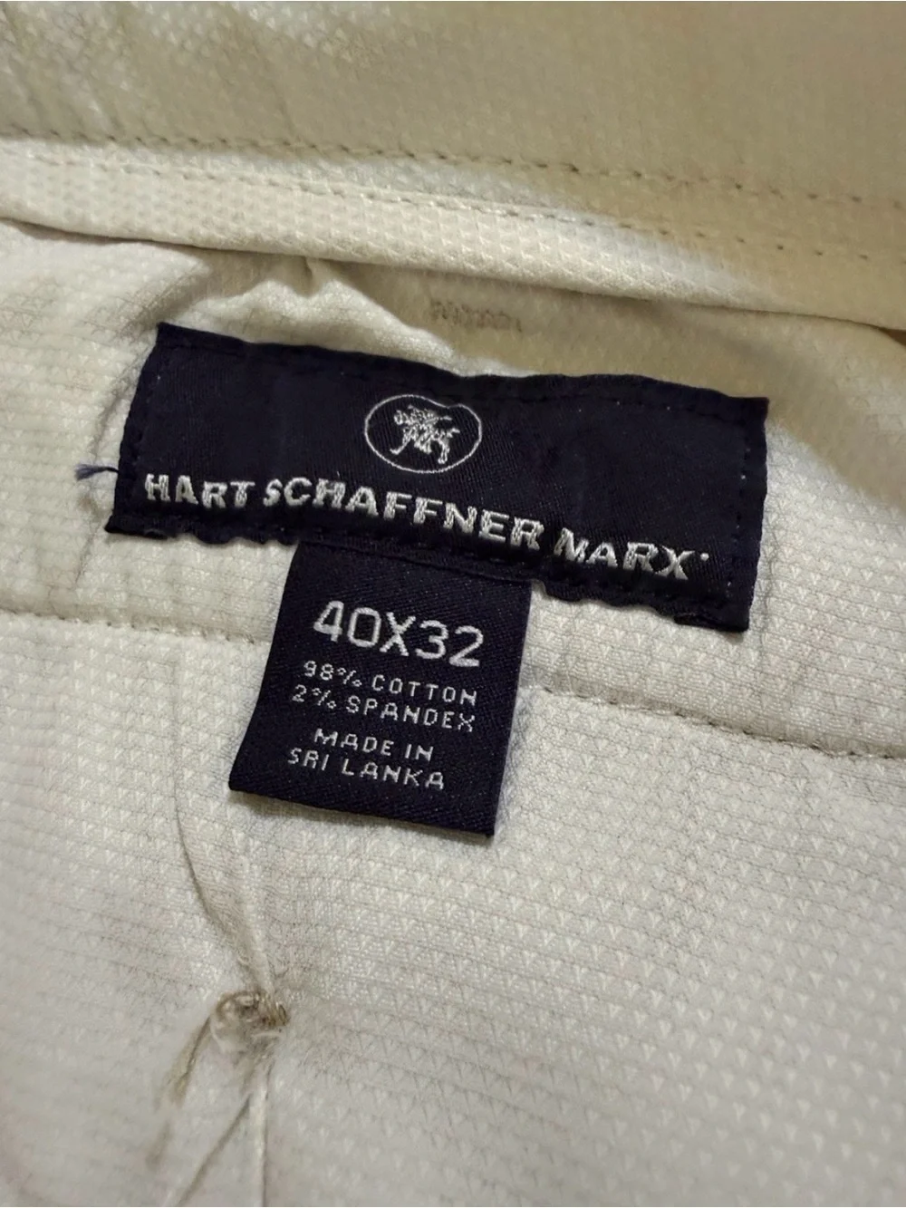 Hart Schaffner Marx Men's Chino Pants 40x32  New York Fit Stretch Ivory NWT $129